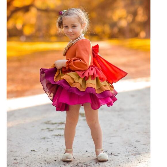 Millie Mae Other - Millie Mae Falling Leaves Shortie Dress Girls 3T Fall Ruffle Boutique